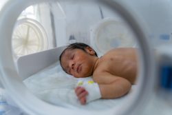 アデンにある病院の新生児集中治療室(NICU)で、治療を受ける赤ちゃん。ユニセフは貧困家庭の乳幼児が医療を受けられるよう支援している。(イエメン、2024年7月1日撮影)