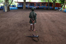 南スーダンで武装グループから解放されたガニコ君(12歳・仮名)。(2018年4月17日撮影) 