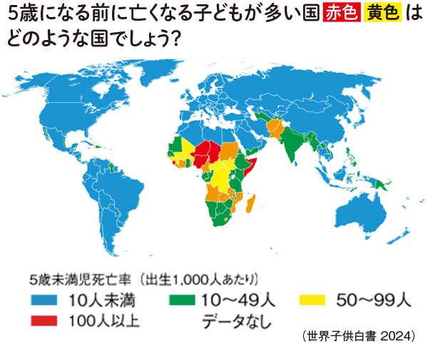 5歳になる前に亡くなる子どもが多い国はどのような国でしょう?